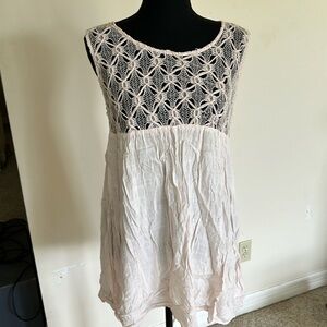 Baby pink crochet dress, tunic top, swimsuit coverup. Free people style